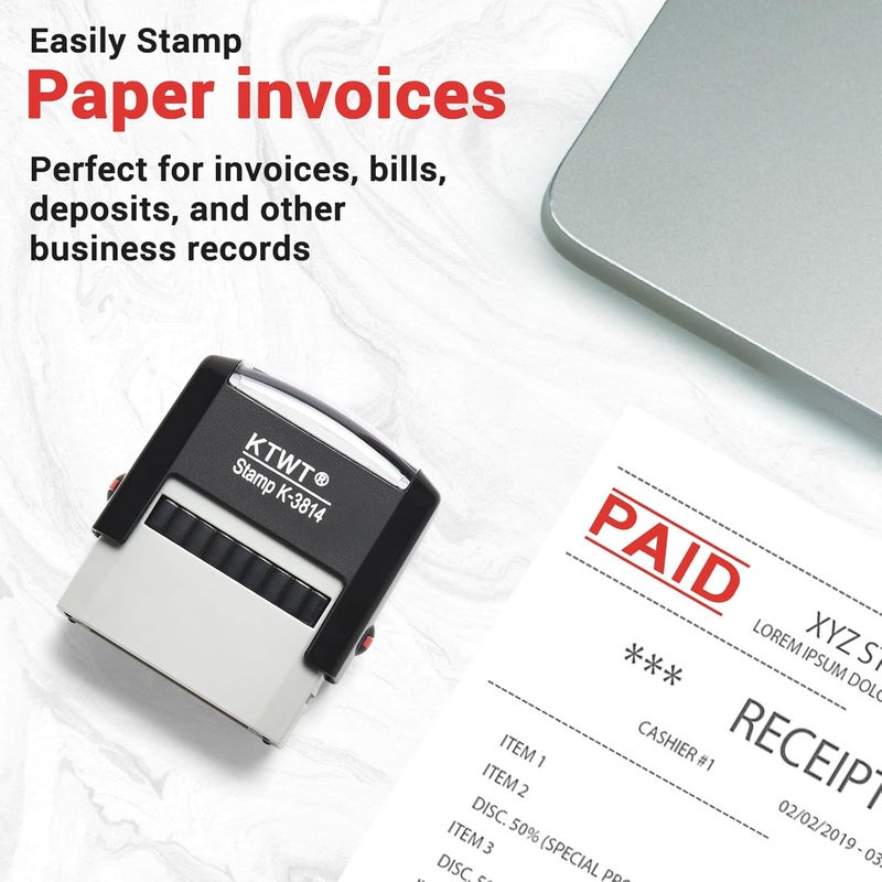 KTWT Paid Self Inking Stamp, Paid Stamps for Retail Use, Self Inking Stamp with Red Ink, Rubber Stamps for Business - Image 4